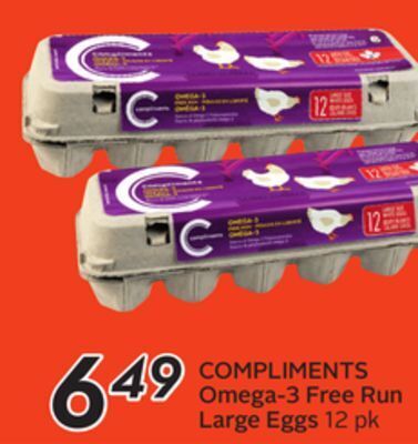 Sobeys Compliments omega-3 free run large eggs offer