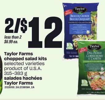 Independent Grocer Taylor farms chopped salad kits, 315-383 g offer