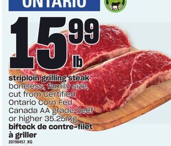 Independent Grocer Striploin grilling steak offer