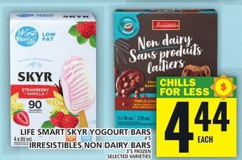 Food Basics Life smart skyr yogourt bars or irresistibles non dairy bars offer