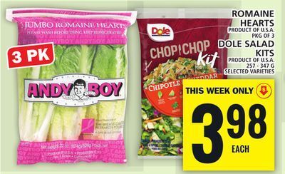 Food Basics Romaine hearts or dole salad kits offer