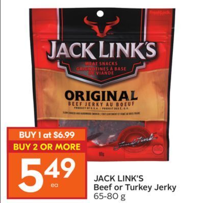 Foodland Jack link's beef or turkey jerky 65-80 g offer