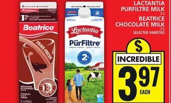 Food Basics Lactantia purfiltre milk or beatrice chocolate milk offer