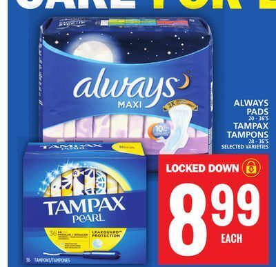 Food Basics Always pads or tampax tampons offer