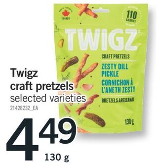 Fortinos Twigz craft pretzels, 130 g offer