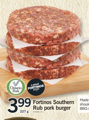 Fortinos Fortinos southern rub pork burger, 227 g offer