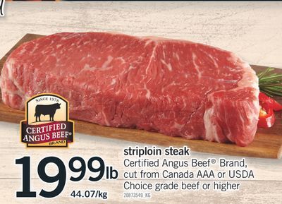 Fortinos Striploin steak, 44.07/kg offer