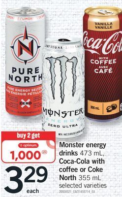 Fortinos Monster energy monster energy drinks drinks 473 ml, coca-cola with coca-cola with coffee or coke coffee or coke north north 3 offer