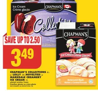 No Frills Chapman's collections 8's or lolly 28's novelties or markdale creamery ice cream 2 l offer