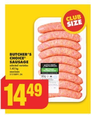 No Frills Butcher's choice® sausage, 1.45 kg offer