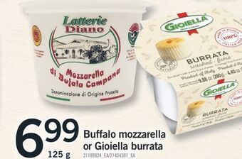 Fortinos Buffalo mozzarella or gioiella burrata, 125 g offer