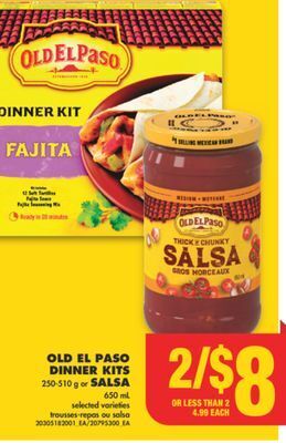 No Frills Old el paso dinner kits 250-510 g or salsa 650 ml offer