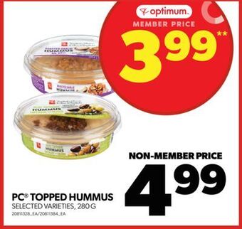 Real Canadian Superstore Pc® topped hummus, 280 g offer