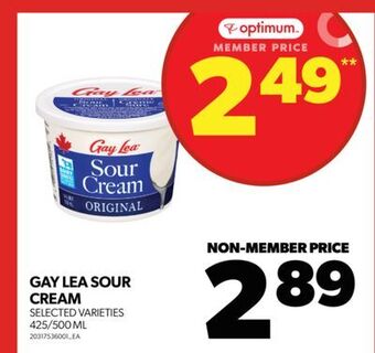 Real Canadian Superstore Gay lea sour cream, 425/500 ml offer