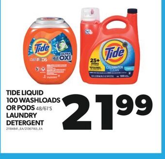 Real Canadian Superstore Tide liquid 100 washloads or pods, 48/61's laundry detergent offer
