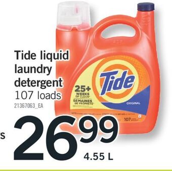 Fortinos Tide liquid laundry detergent, 4.55 l offer