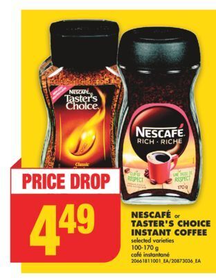 No Frills Nescafé or taster's choice instant coffee, 100-170 g offer