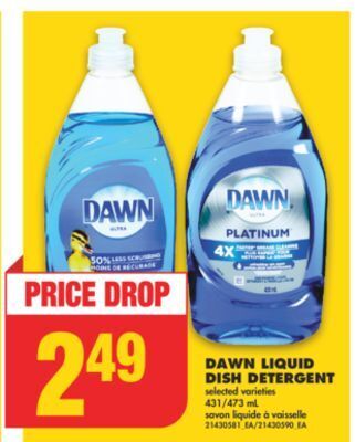No Frills Dawn liquid dish detergent, 431/473 ml offer