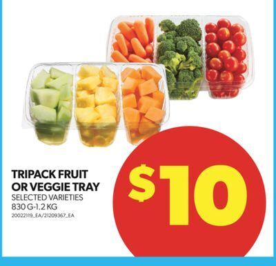 Real Canadian Superstore Tripack fruit or veggie tray, 830 g-1.2 kg offer