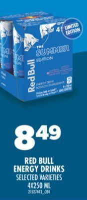 Real Canadian Superstore Red bull energy drinks, 4x250 ml offer