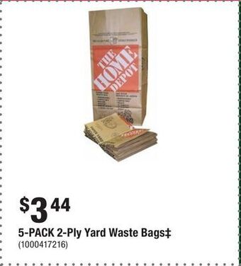 Home Depot 5-pack 2-ply yard waste bags‡ offer