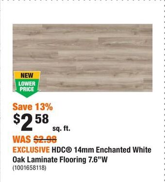 Home Depot Exclusive hdc® 14mm enchanted white oak laminate flooring 7.6w offer