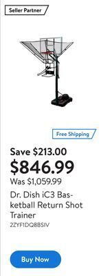 Walmart Dr. dish ic3 basketball return shot trainer offer