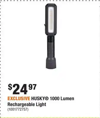 Home Depot Exclusive husky® 1000 lumen rechargeable light offer