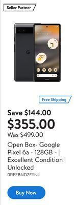 Walmart Open box- google pixel 6a - 128gb - | excellent condition | unlocked offer