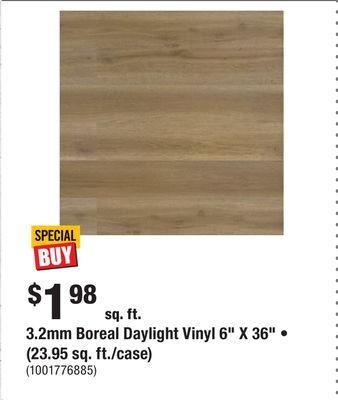 Home Depot 3.2mm boreal daylight vinyl 6 x 36 • (23.95 sq. ft./case) offer