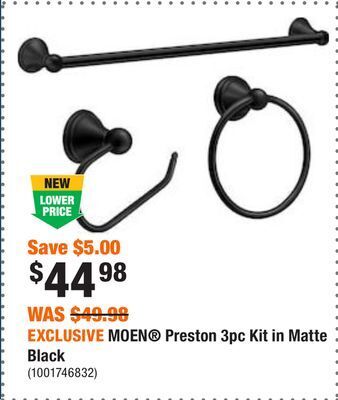 Home Depot Exclusive moen® preston 3pc kit in matte black offer