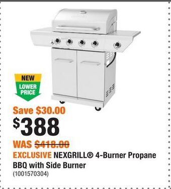 Home Depot Exclusive nexgrill® 4-burner propane bbq with side burner offer