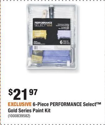 Home Depot Exclusive 6-piece performance select™ gold series paint kit offer
