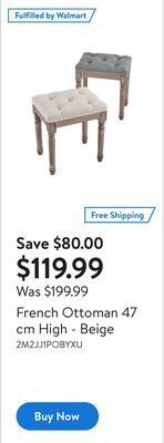 Walmart French ottoman 47 cm high - beige offer