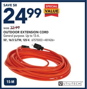 RONA Outdoor extension cord 50', 16/3 sjtw, 125-v offer