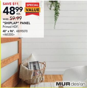 RONA Mur design shiplap panel 48 x 96. offer