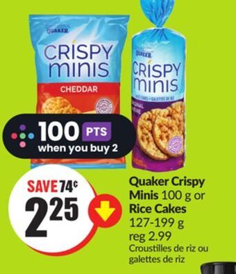 Chalo FreshCo Quaker crispy minis 100 g or rice cakes 127-199 g offer