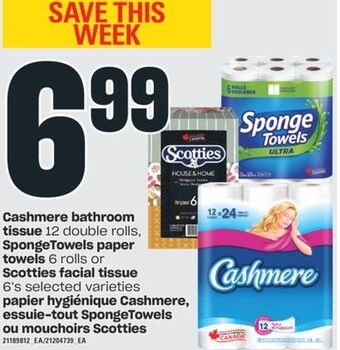 Valu-mart Papier hygiénique cashmere, essuie-tout spongetowels ou mouchoirs scotties offer