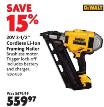 Home Hardware 20v 3-1/2 cordless li-ion framing nailer offer