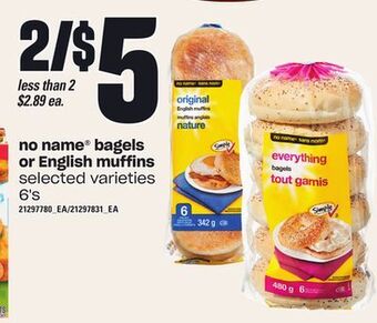 Zehrs Markets No name® bagels or english muffins, 6's offer
