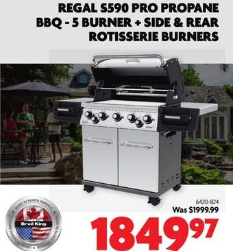 Home Hardware Regal s590 pro propane bbq - 5 burner + side & rear rotisserie burners offer