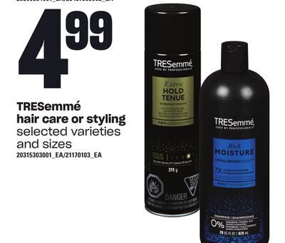 Zehrs Markets Tresemmé hair care or styling offer