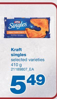 Wholesale Club Kraft singles, 410 g offer