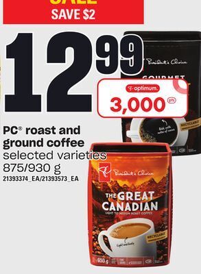 Zehrs Markets Pc® roast and ground coffee, 875/930 g offer