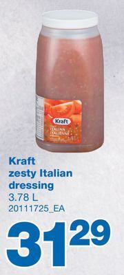 Wholesale Club Kraft zesty italian dressing, 3.78 l offer