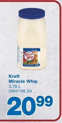 Wholesale Club Kraft miracle whip, 3.78 l offer