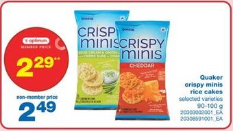 Wholesale Club Quaker crispy minis rice cakes, 90-100 g offer