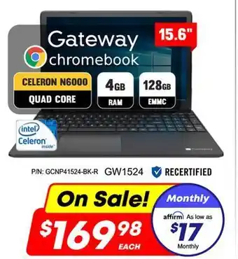 Factory Direct Gateway 15.6 chromebook offer