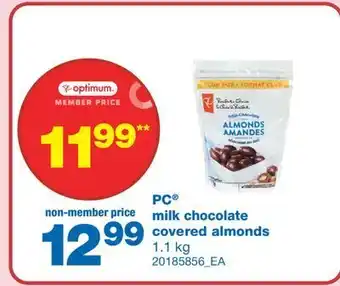 Wholesale Club Pc® milk chocolate covered almonds, 1.1 kg offer