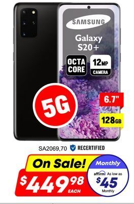 Factory Direct Samsung 6.7 galaxy s20+ 128gb offer